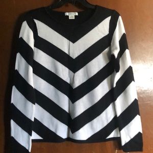 Black and White V striped sweater